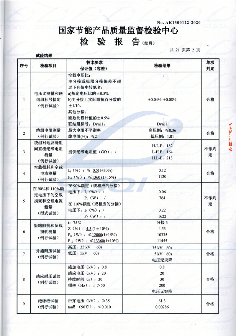 高低压试验报告-S11-1250金牛金牛金牛油浸式变压器-2.jpg